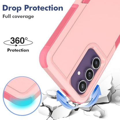 Dionsibei Designed for Samsung Galaxy A52 5G Case 2 in 1 Military Grade Drop Heavy Duty Rugged Shockproof Protective Cover Case for Galaxy A52 5G Phone Case (Pink) - color: Pink