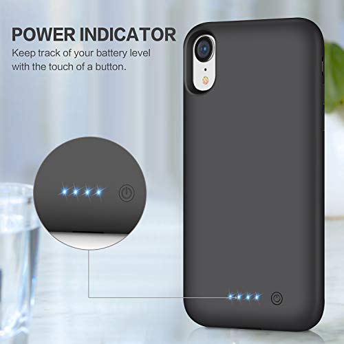 Battery Case for iPhone XR, 6800mAh Portable Charging Case for iPhone XR Rechargeable Backup External Battery Pack Extended Battery Protective Charger Case(6.1inch)-Black