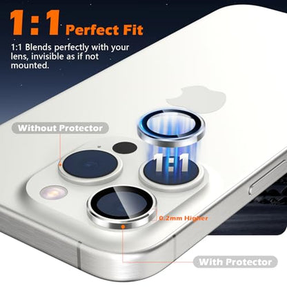 imluckies for iPhone 16 Pro - iPhone 16 Pro Max Camera Lens Protector, AR+AF Tempered Glass, 9H Ultra-Tough Metal Individual Lens Cover, HD Clear Camera Accessories, Case Friendly - White Titanium - color: White Titanium