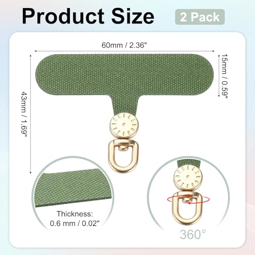 uxcell Rotating Phone Lanyard Tab Ultra-Thin No-Adhesive Phone Tether Patch - color: Gold Dial, Dark Green Patch