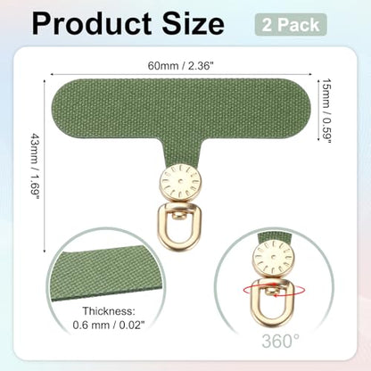 uxcell Rotating Phone Lanyard Tab Ultra-Thin No-Adhesive Phone Tether Patch - color: Gold Dial, Dark Green Patch