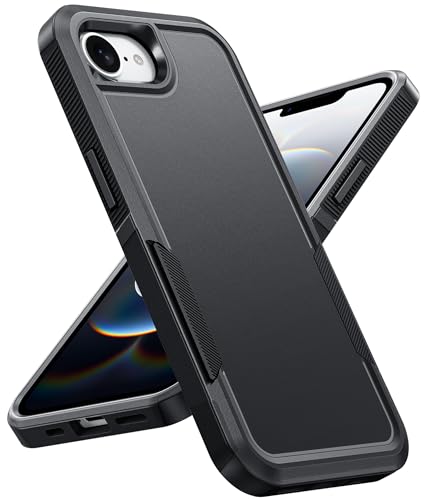 FNTCASE for iPhone 17e/16e Case | Dual Layer, Shockproof Protective, Military Grade Drop Proof Protection, Rugged Hybrid Matte Textured Rugged Hard - color: Black Dark