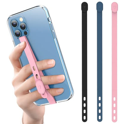3 PCS Phone Loop Strap iPhone Clip Finger Grip Holder Stretchable Flexible Elastic Silicone Hand Band Ultra Slim Adjustable Wireless Charging Universal for iPhone Most Phone Cases