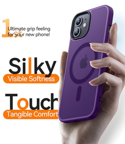 CANSHN Magnetic for iPhone 12 Case/iPhone 12 Pro Case, Deep Purple | Translucent Matte, Compatible with MagSafe, Heavy Duty Protection, Scratch Resistant, Slim Fit, Pocket Friendly - color: Matte Magnetic & Deep Purple