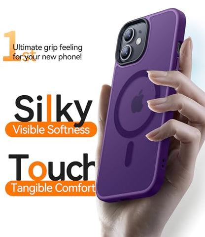 CANSHN Magnetic for iPhone 12 Case/iPhone 12 Pro Case, Deep Purple | Translucent Matte, Compatible with MagSafe, Heavy Duty Protection, Scratch Resistant, Slim Fit, Pocket Friendly - color: Matte Magnetic & Deep Purple