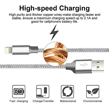 USB to Lightning Cable, 5 Pack iPhone Charger Fast Charging Cord (Gray) - color: Gray, style: USB-A to L