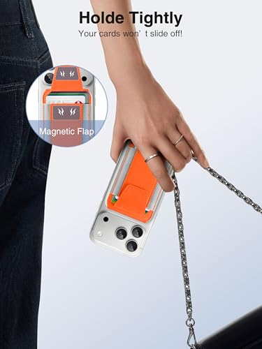 TopMade for MagSafe Wallet with Stand, 9 Cards Holder, Privacy Flap Cover - color: Orange