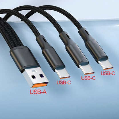 Awnuwuy Multi 3 in 1 USB-C Cable 2Pack 4FT, USB A to 3 USB C Port Black - size: 4FT