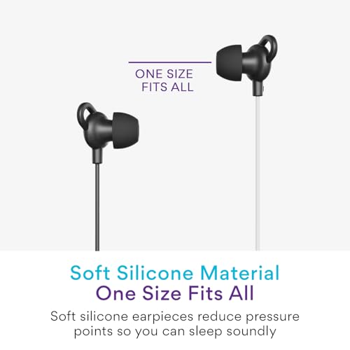 MEE audio SleepTones Wired Sleep Earbuds 3.5mm Plug for Side Sleepers with Lightweight Low-Profile Silicone Earpieces, Noise Reduction Sleeping Headphones with Built-in Mic, & Volume Controls - size: 1-Pack