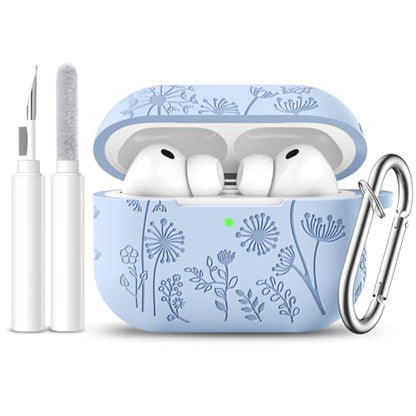 Lerobo for AirPods Pro 3 Case, Flower Engraved Soft Silicone Cover, Lilac - color: A-Lilac, size: AirPods Pro 3