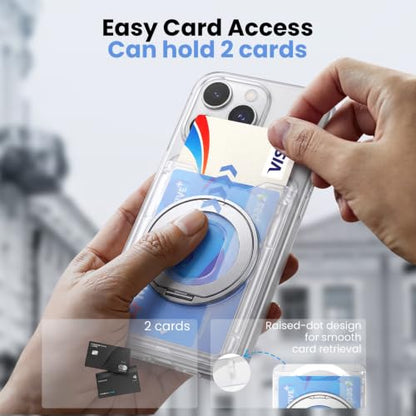 for Magsafe Wallet, 2 Card Holder, With Rotating Stand, Clear - color: Clear