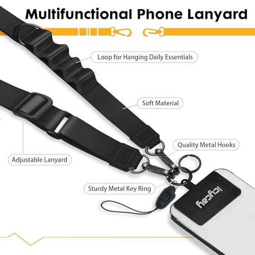 Icycay Phone Lanyard Crossbody Strap Neck Adjustable Teacher Women Black - color: 1 Pure Black