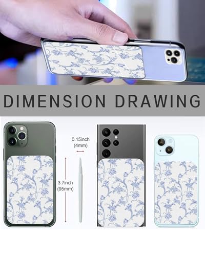 Leather Phone Wallet, Dual Pocket Sticky Wallet, Compatible with Most Cell Phones, Cute Dragonfly And Bird - color: Cute Dragonfly And Bird