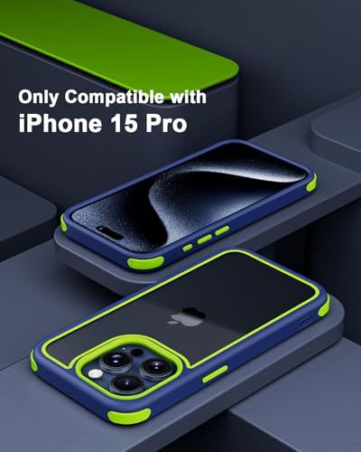 Mobnano Compatible with iPhone 15 Pro Case, with Multicolor Protective Shockproof Bumpers, Crystal Clear Back Not Yellowing Anti-Scratch Hard PC Back & Soft Silicone TPU Frame Cover - Blue/Green - color: Blue/Green, size: iPhone 15 Pro
