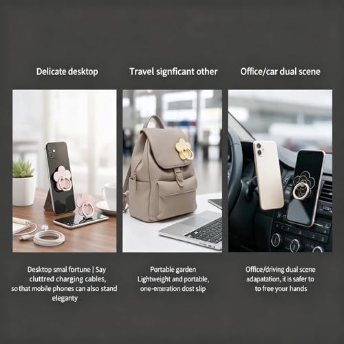 4 Pcs Cell Phone Ring Holder Flower,360 Rotate and 180°Angle Adjustable Metal Finger Ring Socket Grip Kickstand for Smartphones