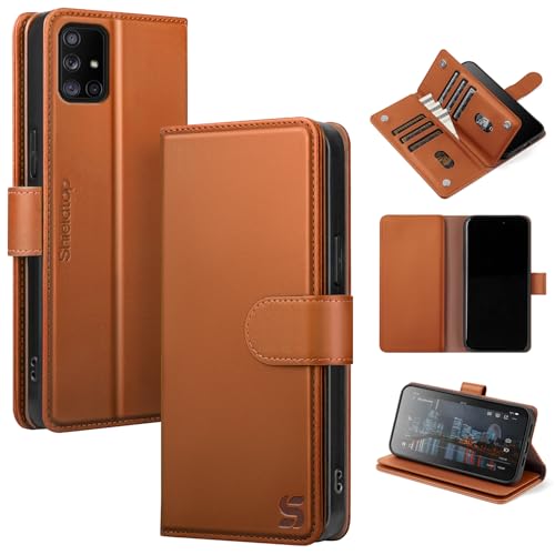 Shieldtop Compatible with Samsung Galaxy A71 5G Wallet Case with Card Holder,Women Men RFID Blocking PU Leather Folio Flip TPU Protective Cover Credit Card Slots,Phone Case for Galaxy A71,Light Brown - color: Light Brown