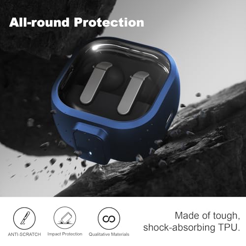 for Samsung Galaxy Buds 4/Buds 4 Pro Case (2026) with Secure Safety Lock Clip,Shockproof Scratch-Resistant TPU Transparent Soft Protective Cover Accessories with Carabiner/Cleaning Kit(Deep Blue) - color: Deep Blue