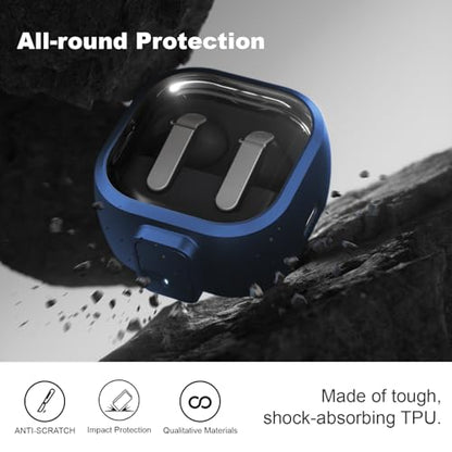 for Samsung Galaxy Buds 4/Buds 4 Pro Case (2026) with Secure Safety Lock Clip,Shockproof Scratch-Resistant TPU Transparent Soft Protective Cover Accessories with Carabiner/Cleaning Kit(Deep Blue) - color: Deep Blue