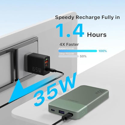 JUOVI Portable Charger 35W 10000mAh Power Bank - color: Green