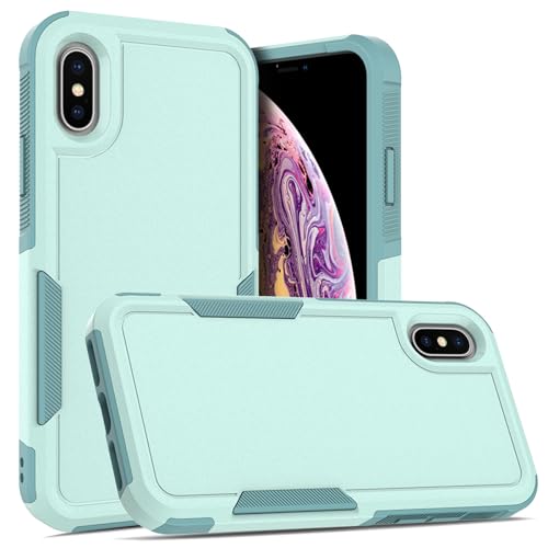 for iPhone X/iPhone Xs Case: Dual Layer Protective Heavy Duty Cell Phone Case Shockproof Rugged Bumper Tough with Screen Protector - Military Grade Drop Tested for Appple iPhone X/iPhone Xs, Green - color: Mint Green (PC) + Mint Green (TPU)