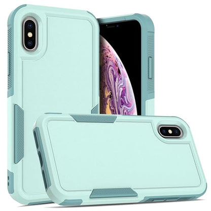 for iPhone X/iPhone Xs Case: Dual Layer Protective Heavy Duty Cell Phone Case Shockproof Rugged Bumper Tough with Screen Protector - Military Grade Drop Tested for Appple iPhone X/iPhone Xs, Green - color: Mint Green (PC) + Mint Green (TPU)
