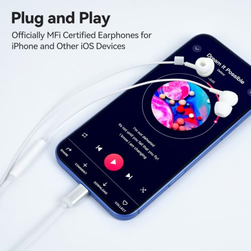aceyoon MFi Certified iPhone Earphones, White