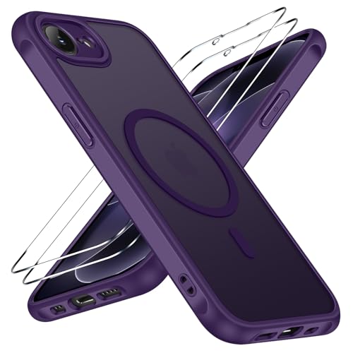 ivoler 3-in-1 Magnetic Case for iPhone 17e/16e 6.1'' with 2 Pack Screen Protector, [MagSafe Compatible] [Military Grade Drop Protection] Slim Translucent Shockproof Phone Cover- Dark Purple - color: Dark Purple, size: iPhone 17e/16e 6.1''