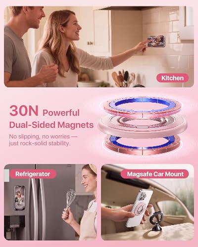andobil [2026 3rd Gen Stability] Magnetic Phone Ring Grip for MagSafe, Pink - color: Pink
