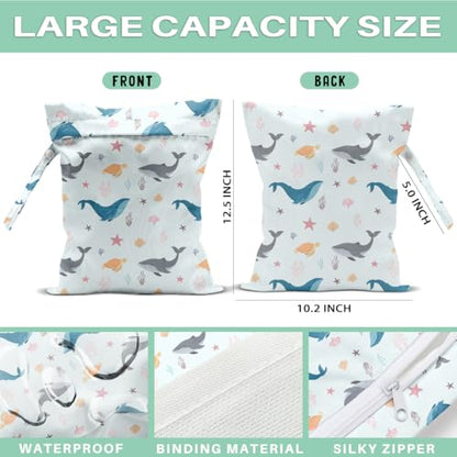 Wet Dry Bags for Diaper Waterproof Swimsuit Washable Reusable Bag for Beach Diapers Dirty Yoga Gym Clothes Plant Gifts for Men Baby Friend Women 12.5x10.2 Inches - color: Fish8