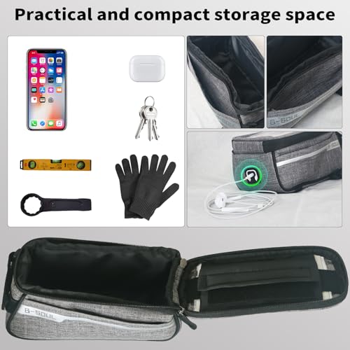 ZNH Bike Handlebar Bags - Bicycle Phone Front Frame Bag Bike Accessories | Sensitive Touch Screen Mount Cycling Pouch Waterproof & Quick Release with 1L Storage for Phone Under 7" Top-opening Design