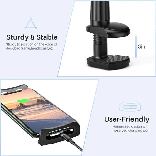 Gooseneck Tablet Holder Cell Phone Holder, Universal 360° Flexible Tablet Stand, Lazy Arm Holder Clamp Mount Bracket Bed for iPad mini/Air, Samsung Galaxy Tab and 4.7-11" Devices(Black)