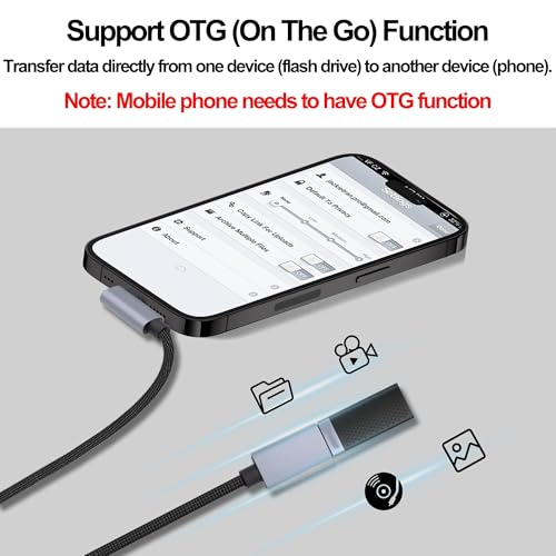 USB3.0 to Type-C OTG Adapter Cable 5GB Right Angled USB C Male to USB A Female Charge Data Transfer Connector Cable for Phone Laptop Tablet -30CM/1FT, 2 Pack (Left/Right Angle)