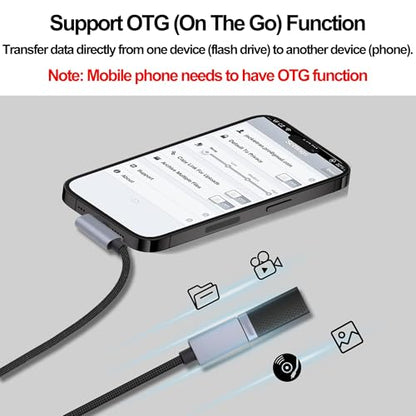USB3.0 to Type-C OTG Adapter Cable 5GB Right Angled USB C Male to USB A Female Charge Data Transfer Connector Cable for Phone Laptop Tablet -30CM/1FT, 2 Pack (Left/Right Angle)