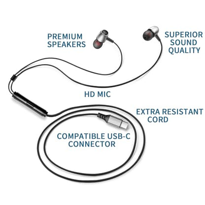 VPB 2 Packs USB C Wired Earbuds with Microphone, Type C in-Ear Earphones, Heavy Bass Clear Sound, for USB Type C iPhone 15 iPad Pro MacBook Samsung Google Pixel Android Devices (Black White)