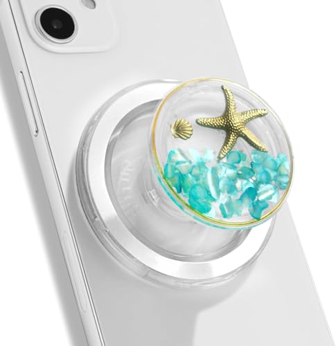 Magnetic Ocean Style Expandable Collapsible Mobile Phone Grip Stand Holder for Smartphone Tablet Cell Phone Accessory (Turquoise)