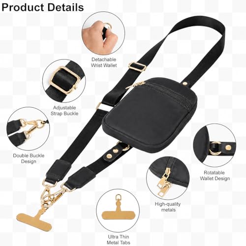 Cell Phone Strap Crossbody Universal Phone Lanyard Adjustable Strap Compatible with Most Smartphones Aztech - color: C-black