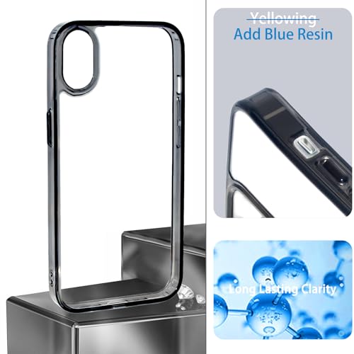 JJGoo Compatiable with iPhone XR Case Clear, Transparent Shockproof Phone Case, Slim Anti-Scratch Hard PC Back Protective Cover Bumper, Transparent Black - color: Transparent Black