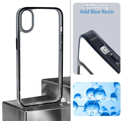 JJGoo Compatiable with iPhone XR Case Clear, Transparent Shockproof Phone Case, Slim Anti-Scratch Hard PC Back Protective Cover Bumper, Transparent Black - color: Transparent Black