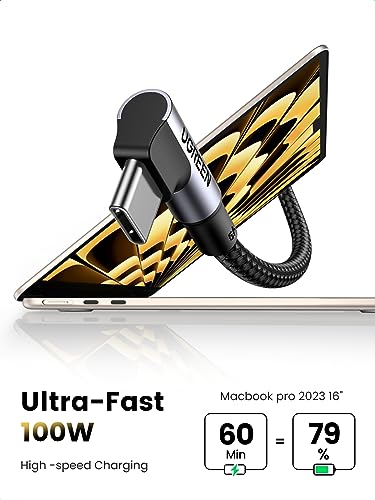 UGREEN 100W Right Angle USB C Cable, Fast Charging Cable, 3.3ft - size: 3.3 ft