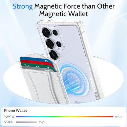 YWXTW 2026 Upgraded Magnetic Wallet for Samsung Galaxy S26/S25/S24 Series and iPhone 17/16/15/14/13/12 Models, 6 Cards Holder, Minimalist Slim Leather Magnet Wallet - color: White
