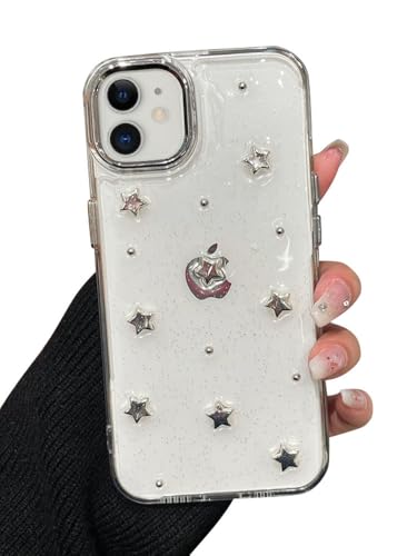 EYZUTAK Case for iPhone 11, Bling Glitter 3D Stars Phone Case Cute Sparkly Crystal Clear Star Aesthetic Design Case Slim Soft Durable TPU Transparent Protective Cover for Women Girls - Star - color: Star, size: iPhone 11