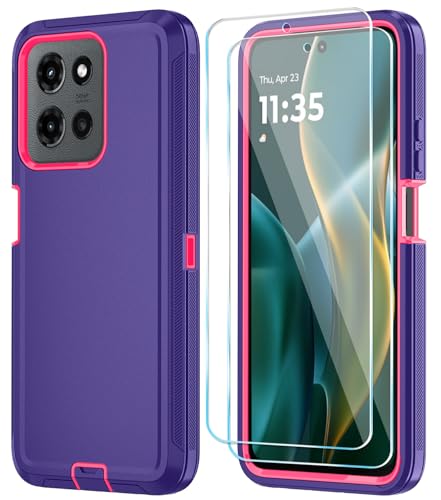 Qinmay Phone Case for Motorola Moto G 2026/Moto G Play 5G 2026 Case with HD Screen Protector, Heavy Duty Shockproof & Dropproof 3-Layer Cover Phone Case,PurpleRoseRed - color: PurpleRoseRed