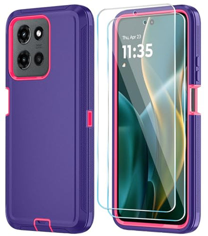 Qinmay Phone Case for Motorola Moto G 2026/Moto G Play 5G 2026 Case with HD Screen Protector, Heavy Duty Shockproof & Dropproof 3-Layer Cover Phone Case,PurpleRoseRed - color: PurpleRoseRed