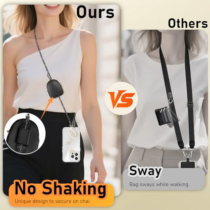 Phone Strap With Wallet,Adjustable Phone Lanyard Crossbody,Black - color: Black