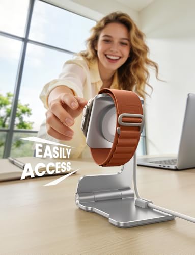 Lamicall Apple Watch Stand for Charger, Aluminum Desk Watch Charing Holder - color: Silver