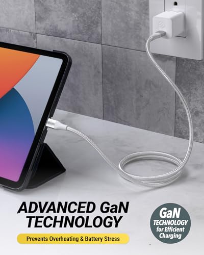Scosche PowerFlux 30W USB-C Charger Block, Fast Charging GaN USB-C Wall Charger with Foldable Plug, Power Delivery PPS Compatible with iPhone 17/16, Samsung Galaxy, Google Pixel, MacBook, iPad & More