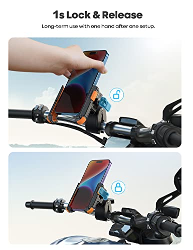 Lamicall Motorcycle Bike Phone Mount, 1s Lock Bike Phone Holder - color: Orange