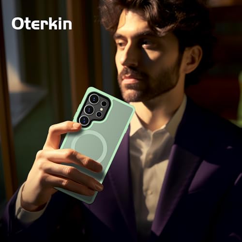 Oterkin Magnetic for Samsung Galaxy S25 Ultra Case Matte [Compatible with MagSafe][Frosted Translucent][Military Grade Protection][Shockproof Anti-Scratch] Slim S25 Ultra Phone Case (Green) - color: S25 Ultra-Green, size: Galaxy S25 Ultra Case