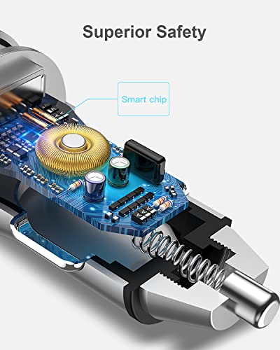 SUPERONE Pure Copper USB C Car Charger, 45W Dual Port Fast Charger
