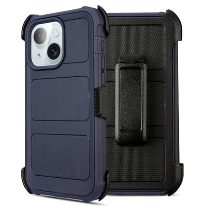 for Defender Case iPhone 13 Phone Case with Belt Clip Heavy Duty Navy Blue | Protective iPhone13 Cases Kickstand Rugged with 2 Layers of Sturdy, Shockproof Phone Cover for iPhone 13 Case Black 6.1 inch - color: Navy Blue